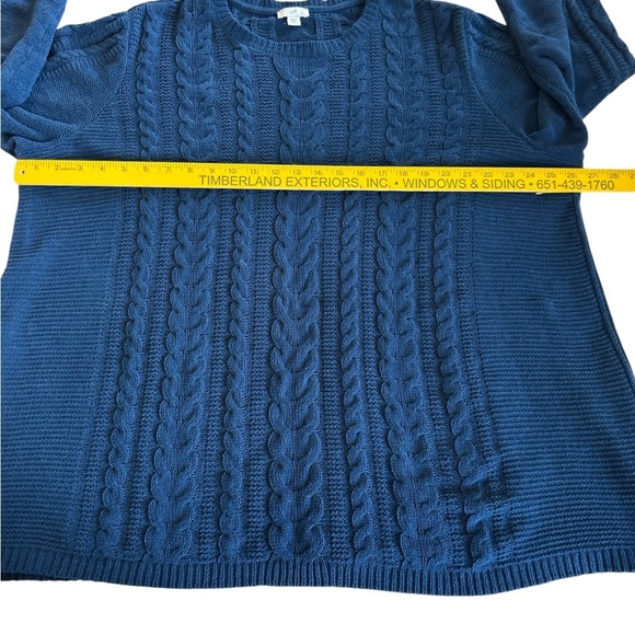 J. Jill Sz 2X Blue Cable Knit Tunic Sweater Womens 100% Polyester Soft Warm Cozy - Picture 10 of 11
